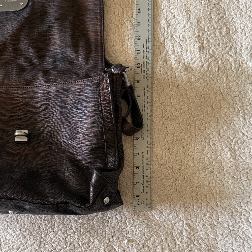 Longchamp Gatsby Python Metallic Brown Copper Leather Crossbody Silver Turn-Lock - Picture 10 of 13